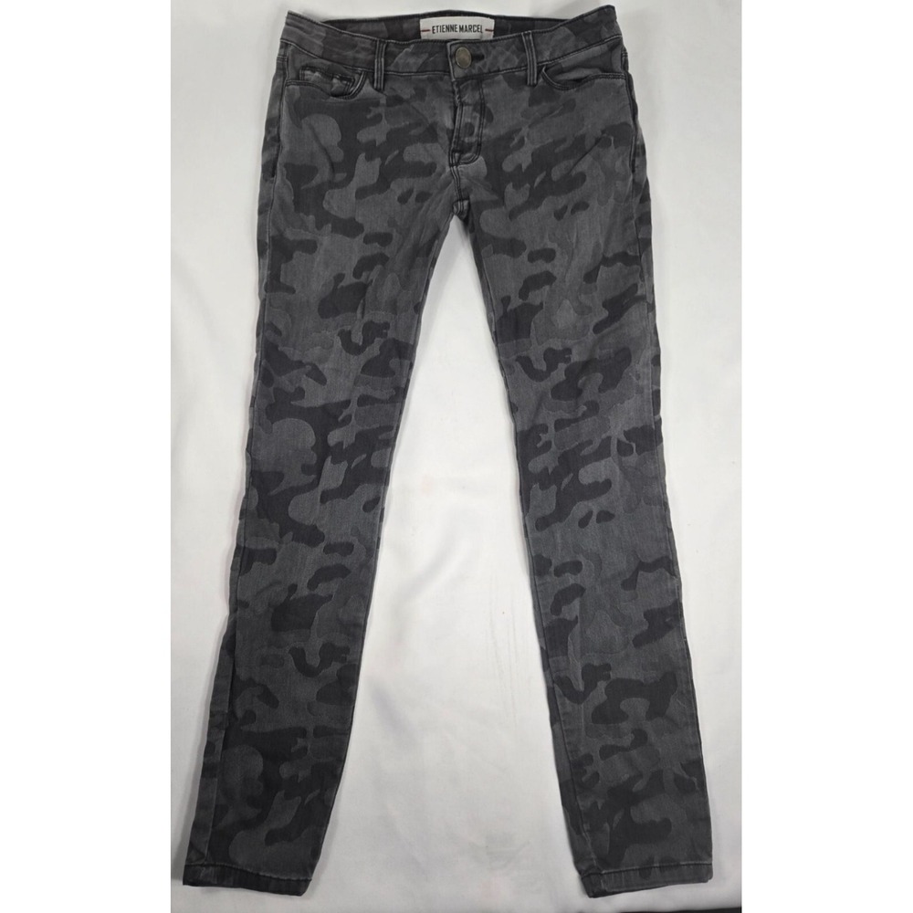 Etienne Marcel Gray Camo Skinny Jeans Women‎ W28 L27 Low Rise Stretch Denim